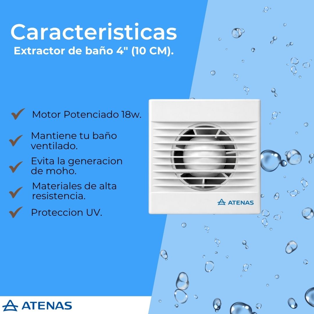 Extractor De Baño Blanco 4" 18 Watts Potenciado 010P - Pireo