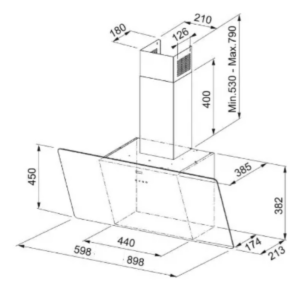 Campana De Cocina Vertical Black 60 CM Spar 3708-665 - Pireo