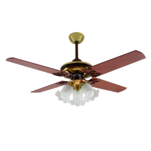 Ventilador De Techo Madera Dorado Con Araña 3 Luces Fijas Atenas G40-66D - Pireo