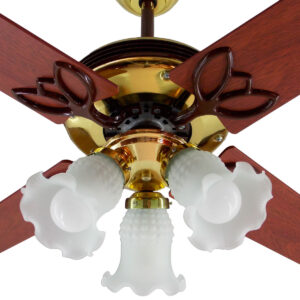 Ventilador De Techo Madera Dorado Con Araña 3 Luces Fijas Atenas G40-66D - Pireo
