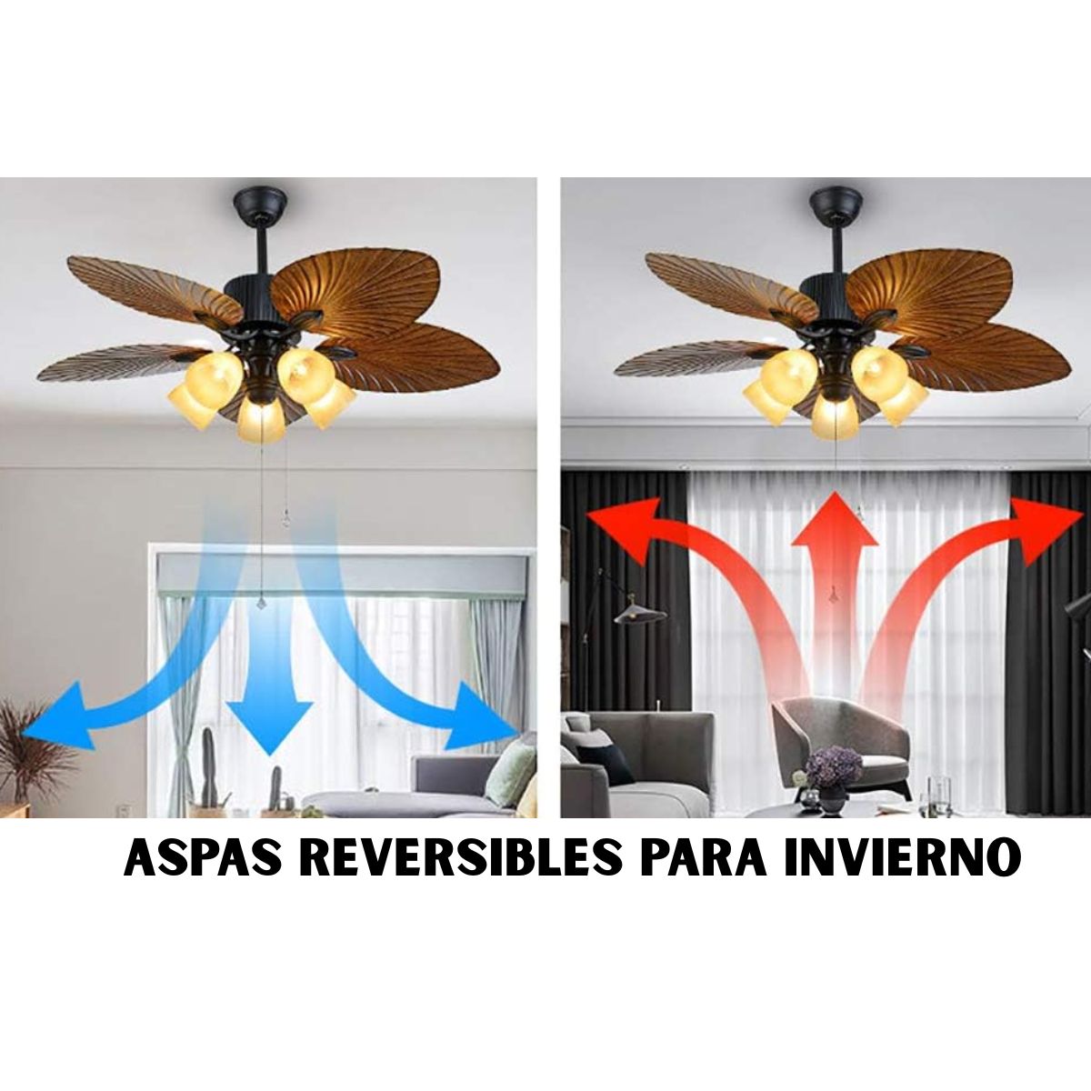 Ventilador De Techo Con Araña 5 Luces Aspas tipo Palmera Atenas JY52-2609 - Pireo Ventilador De Techo Con Araña 5 Luces Aspas tipo Palmera Atenas JY52-2609 - Pireo