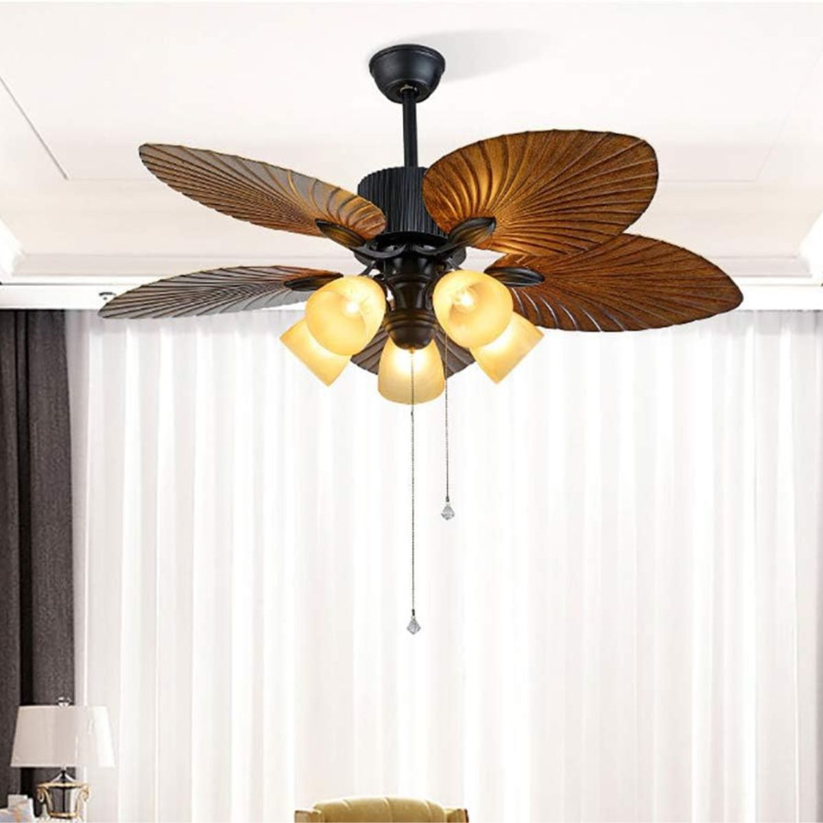 Ventilador De Techo Con Araña 5 Luces Aspas tipo Palmera Atenas JY52-2609 - Pireo Ventilador De Techo Con Araña 5 Luces Aspas tipo Palmera Atenas JY52-2609 - Pireo